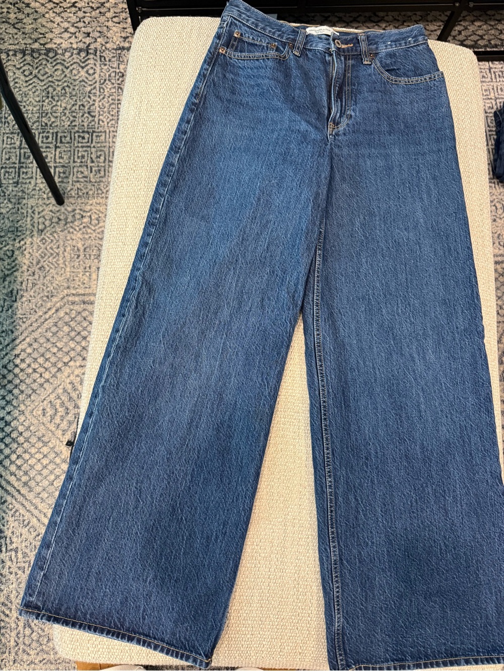 Abercrombie & Fitch Dark Blue Wide-Leg High-Rise Jeans